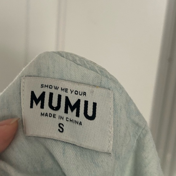 SHOW ME YOUR MUMU Revolve chambray Tana Chambray Babydoll Mini Dress size small - Picture 11 of 12